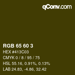 Color code: RGB 65 60 3 | qconv.com