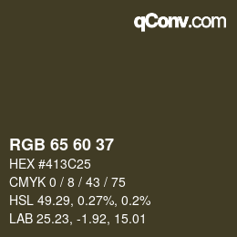 カラーコード: RGB 65 60 37 | qconv.com