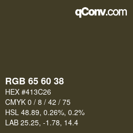 颜色代码: RGB 65 60 38 | qconv.com