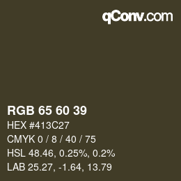 カラーコード: RGB 65 60 39 | qconv.com