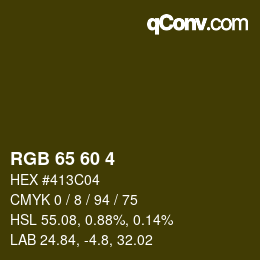 カラーコード: RGB 65 60 4 | qconv.com