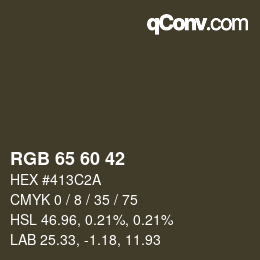 カラーコード: RGB 65 60 42 | qconv.com