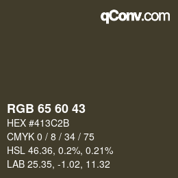 カラーコード: RGB 65 60 43 | qconv.com