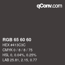 カラーコード: RGB 65 60 60 | qconv.com