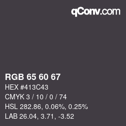 颜色代码: RGB 65 60 67 | qconv.com