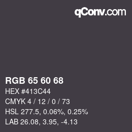 颜色代码: RGB 65 60 68 | qconv.com