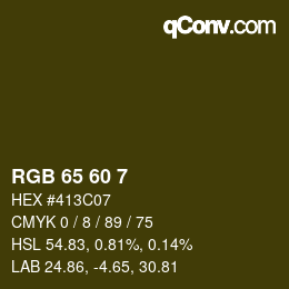 Color code: RGB 65 60 7 | qconv.com