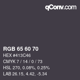 カラーコード: RGB 65 60 70 | qconv.com