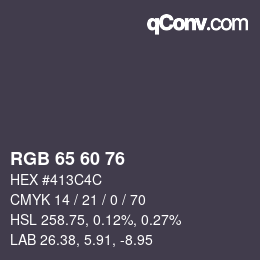 カラーコード: RGB 65 60 76 | qconv.com
