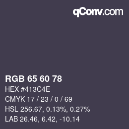 颜色代码: RGB 65 60 78 | qconv.com