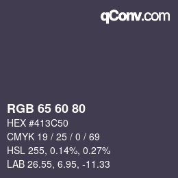 颜色代码: RGB 65 60 80 | qconv.com