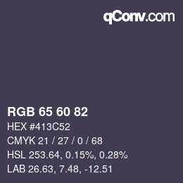 カラーコード: RGB 65 60 82 | qconv.com