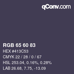 颜色代码: RGB 65 60 83 | qconv.com