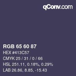 カラーコード: RGB 65 60 87 | qconv.com