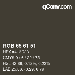 カラーコード: RGB 65 61 51 | qconv.com