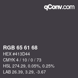 Code couleur: RGB 65 61 68 | qconv.com