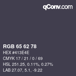 Farbcode: RGB 65 62 78 | qconv.com