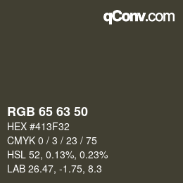 Farbcode: RGB 65 63 50 | qconv.com
