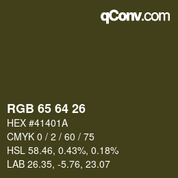 Farbcode: RGB 65 64 26 | qconv.com