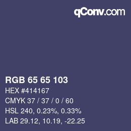 Color code: RGB 65 65 103 | qconv.com