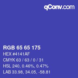 Color code: RGB 65 65 175 | qconv.com