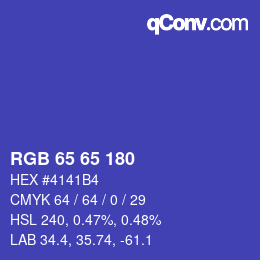 Color code: RGB 65 65 180 | qconv.com