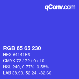 Color code: RGB 65 65 230 | qconv.com