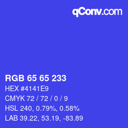 Color code: RGB 65 65 233 | qconv.com