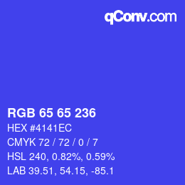 颜色代码: RGB 65 65 236 | qconv.com