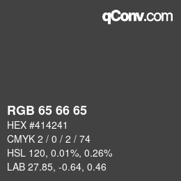 Color code: RGB 65 66 65 | qconv.com