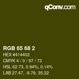 Color code: RGB 65 68 2 | qconv.com