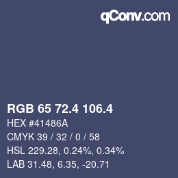 カラーコード: RGB 65 72.4 106.4 | qconv.com