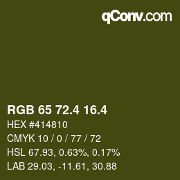 カラーコード: RGB 65 72.4 16.4 | qconv.com