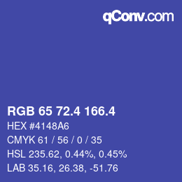 カラーコード: RGB 65 72.4 166.4 | qconv.com