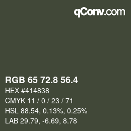 カラーコード: RGB 65 72.8 56.4 | qconv.com