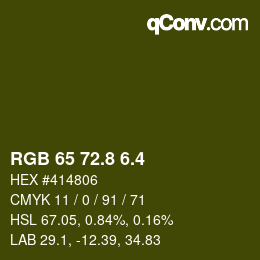 カラーコード: RGB 65 72.8 6.4 | qconv.com