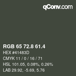 カラーコード: RGB 65 72.8 61.4 | qconv.com