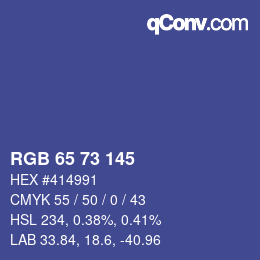 Color code: RGB 65 73 145 | qconv.com