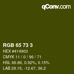 カラーコード: RGB 65 73 3 | qconv.com