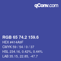 カラーコード: RGB 65 74.2 159.6 | qconv.com