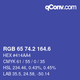 カラーコード: RGB 65 74.2 164.6 | qconv.com