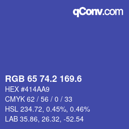 カラーコード: RGB 65 74.2 169.6 | qconv.com