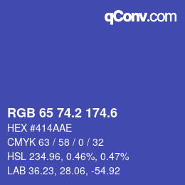 カラーコード: RGB 65 74.2 174.6 | qconv.com