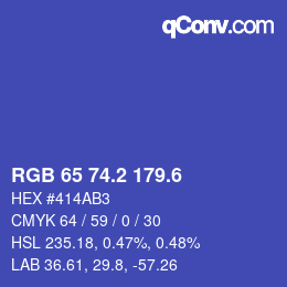 カラーコード: RGB 65 74.2 179.6 | qconv.com
