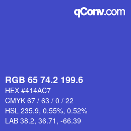カラーコード: RGB 65 74.2 199.6 | qconv.com