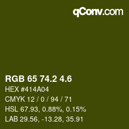 カラーコード: RGB 65 74.2 4.6 | qconv.com