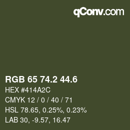 カラーコード: RGB 65 74.2 44.6 | qconv.com