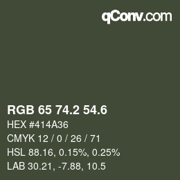 カラーコード: RGB 65 74.2 54.6 | qconv.com