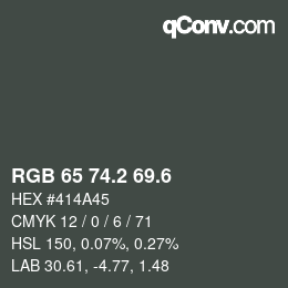 カラーコード: RGB 65 74.2 69.6 | qconv.com