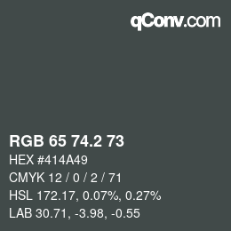 カラーコード: RGB 65 74.2 73 | qconv.com
